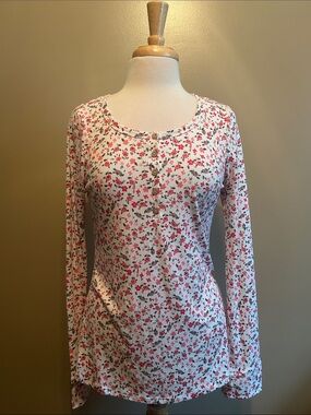 Pulse White and Pink Floral Long Sleeve Top